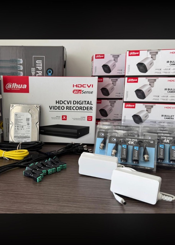 Kit Dahua 4 Cámaras - Componentes completos: DVR, disco duro, cableado y conectores